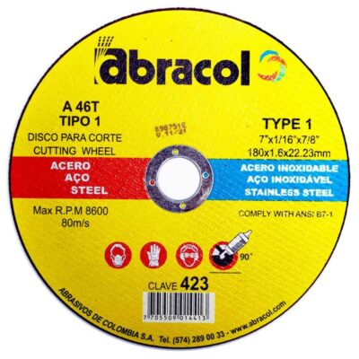 DISCO ABRACOL AMARILLO CORTE METAL 7 (DT1 180X16X2223MM) (423) (ABD2A0046074)