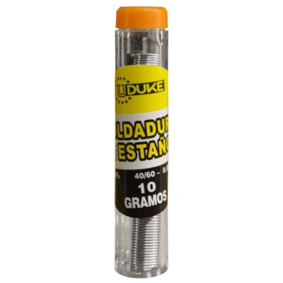 SOLDADURA ESTAÑO UDUKE TUBO 10 GRAMOS 40-60 (40% ESTAÑO) (0.8MM) (HT70114)