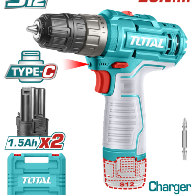 TALADRO INALAMBRICO 3/8 12V INCLUYE DOS BATERIA ION DE LITIO CARGADOR NO INCLUIDO TOTAL (TDLI12202)