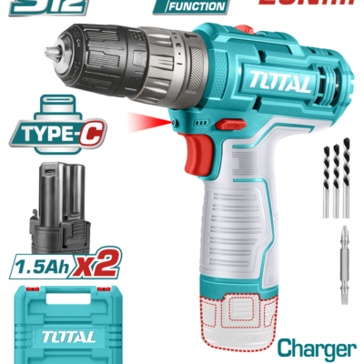 TALADRO INALAMBRICO 3/8 12V INCLUYE 2 BATERIAS 1.5 AH SUPER TOTAL (TIDLI12202)