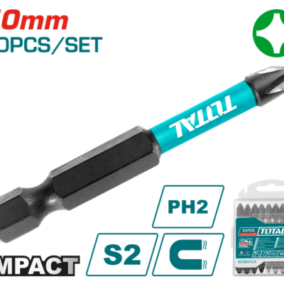 PUNTAS TALADRO INMANTADAS DE IMPACTO (+) 50MM X 10 PZS INDUSTRIAL TOTAL (TACIM16PH223)