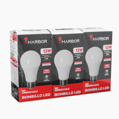 COMBO BOMBILLO LED 12W X 3 VHARBOR LUZ DIA E27 (6500K)(A60 )(HT2235)