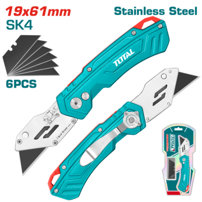 BISTURI NAVAJA 19X61MM ACERO INOXIDABLE INCLUYE 6 HOJAS DE REPUESTO INDUTRIAL SUPER TOTAL (THT5136288)