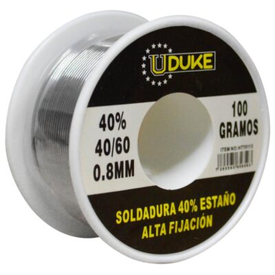 SOLDADURA ESTANO UDUKE 100 GRAMOS 40-60 (40% ESTANO) (0.8MM) (HT70113)