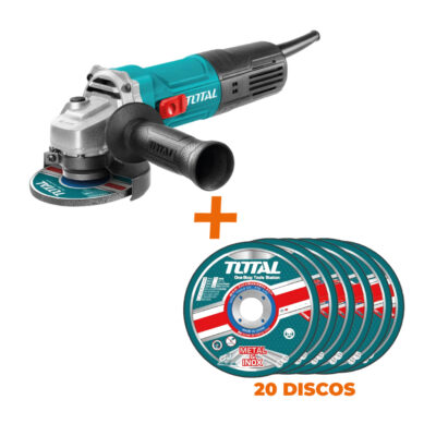 KIT 1 PULIDORA 4 1/2″ 750W 120V SUPER SELECT TOTAL (UTG10711556) + 20 DISCO CORTE METAL 4-1/2″ TOTAL (TAC210115100)