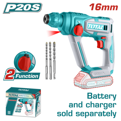 TALADRO INALAMBRICO ROTOMARTILLO SDS PLUS 5/8 BATERIA Y CARGADOR NO INCLUIDO SUPER TOTAL (TRHLI20168)