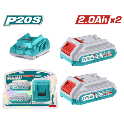 KIT DE 2 BATERIAS 2,0AH + CARGADOR DE 20V INDUSTRIAL TOTAL (UTFBCPK1222)