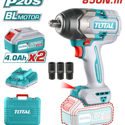 PISTOLA IMPACTO INALAMBRICA 1/2″ 20V 850 N.M INCLUYE 2 BATERIAS 1 CARGADOR INDUSTRIAL SUPER TOTAL (UTIWLI2085)