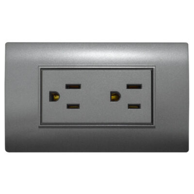 LINEA BK PLUS GRIS INCRUSTAR TOMA DOBLE 110-220 (118K-06-FMGRY) (HT20708)