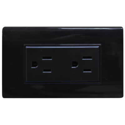 LINEA BK PLUS NEGRA INCRUSTAR TOMA DOBLE 110-220 (118K-06-BLK) (HT20722)