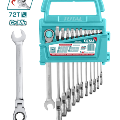 LLAVE MIXTA CON RACHE FLEXIBLE 8 – 19 MM JUEGO X 12 PZS INDUSTRIAL SUPER TOTAL (THT102RK5126)