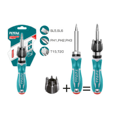 DESTORNILLADOR RACHE JUEGO X 8 PCS INTERCAMBIABLES TOTAL (TACSD30086)