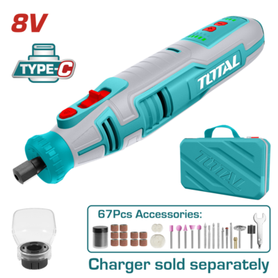 MOTO TOOL INALAMBRICO 8V INCLUYE 67 ACCESORIOS TOTAL (TMGLI0801)