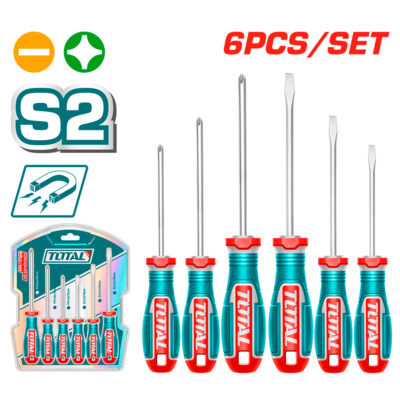 JUEGO DESTORNILLADORES X 6 PCS PUNTA IMANTADA SUPER TOTAL (TKSDS0626)