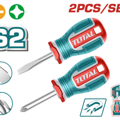 JUEGO DESTORNILLADORES X 2 PZS PUNTA IMANTADA (+)(-) 1/4 X 1 1/2″ INDUSTRIAL SUPER TOTAL (TKSDS2226)