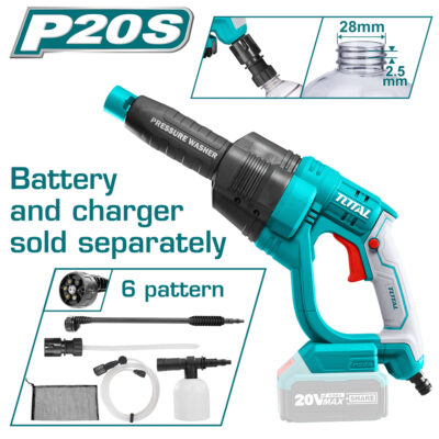 HIDROLAVADORA INALAMBRICA 20V PORTATIL BATERIA Y CARGADOR NO INCLUIDO TOTAL (TPWLI2008)