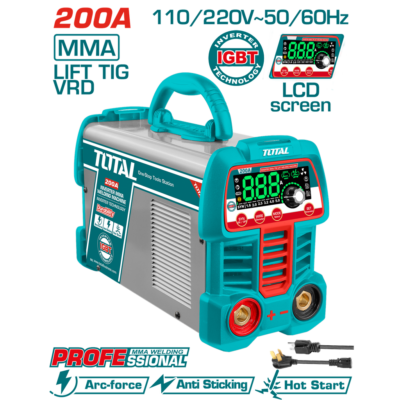 SOLDADOR INVERSOR DIGITAL 200A (MMA-LIFT TIG-VRD) 110-220V INDUSTRIAL SUPER TOTAL (UTW2200691)