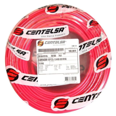 ALAMBRE CENTELSA SOLIDO #10 SOLIDO ROJO