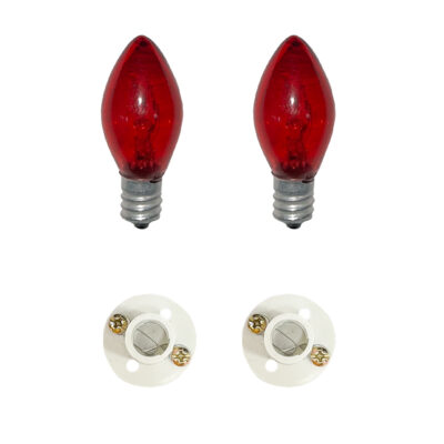 BOMBILLO CANDELABRO SENCILLO ROJO + SOKET CANDELABRO PASTA PQT X 2 UDUKE