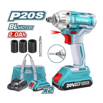 PISTOLA IMPACTO 20V INCLUYE 2 BATERIAS 1 CARGADOR COPAS DE 171921 Y PUNTA DESTORNILLADOR TOTAL(UTIWLI20208)