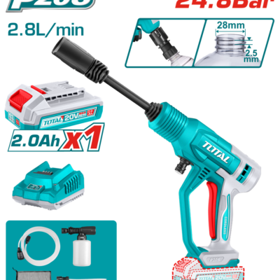 HIDROLAVADORA INALAMBRICA 20V PORTATIL INCLUYE 1 BATERIA 2.0 AH Y CARGADOR SUPER TOTAL (UTPWLI20362)