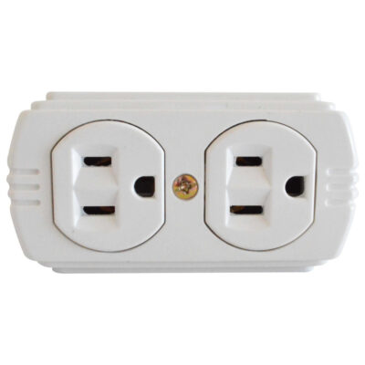 TOMA DOBLE T/L SOBREPONER CON P-TIERRA BLANCO UDUKE (RETIE-FL)(HT20378)