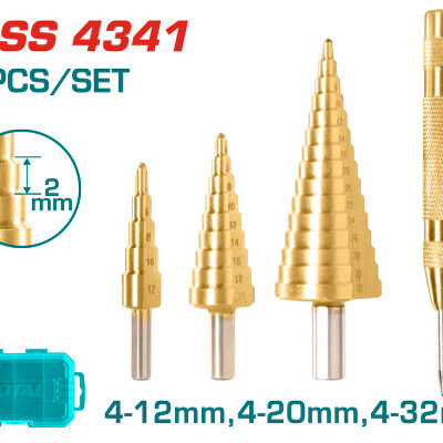 BROCA ESCALONADA JUEGO X 3 PZS +1PUNZON INDUSTRIAL SUPER TOTAL (TACSD2041)