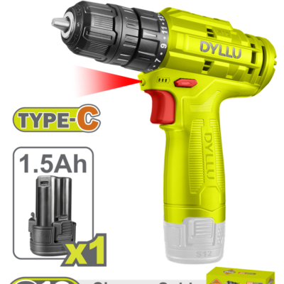 TALADRO INALAMBRICO 3/8 12V 20NM INCLUYE 1 BATERIA 1.5AH CARGADOR NO INCLUIDO DYLLU (DTCDS510)