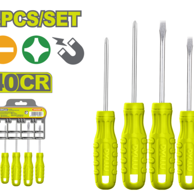 JUEGO DESTORNILLADORES X 4 PZS 1/4X4″ PUNTA IMANTADA DYLLU (DTSS2204)