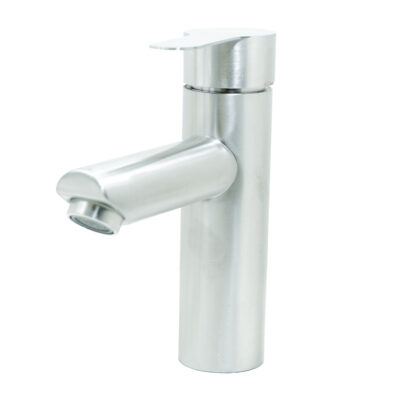 LLAVE LAVAMANOS MONOCONTROL ACERO INOXIDABLE REDONDA SATINADA BAJA 18CM UDUKE (HT2036)