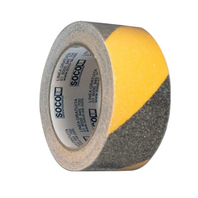 CINTA ADHESIVA ANTIDESLIZANTE SOCO 2″ X 5 MTS (AMARILLA/NEGRA) PARA DEMARCACION (3510)