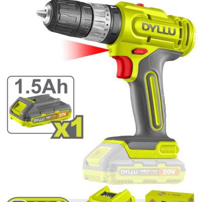 TALADRO INALAMBRICO 1/32/3/8″ 20V 35NM INCLUYE 1 BATERIA 1.5AH, 1CARGADOR DYLLU (UDTCDP521)